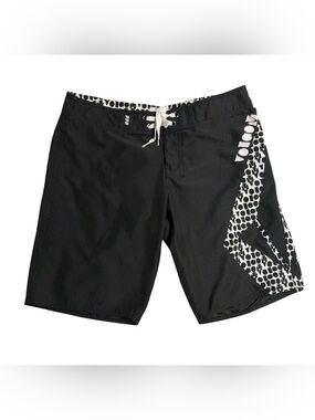 Volcom Miss Mod swim board shorts boardshorts size 9 black white